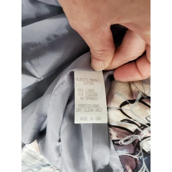 Alberto Makali Linen Blend Tapestry Ruffle Zip Front Short Sleeve Jacket With... - Picture 7 of 8